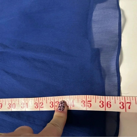 J. Crew Heidi Blue 100% Silk Chiffon A-Line V Neck  Dress Size 4 - Picture 4 of 6